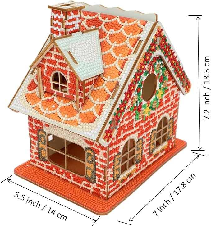 Party Ready 3D Diamond Painting Gingerbread House Christmas Cabin Kit – DIY Holiday Décor, Full Drill Mosaic Art, Festive Craft Kit (Christmas Carbin 2)
