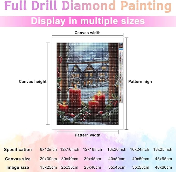 TMOLZ Holly & Berry Window Scene Diamond Set - 5D Romantic Wall Art for Couples, Festive Home Decor Craft Kit - 8x12 Inch