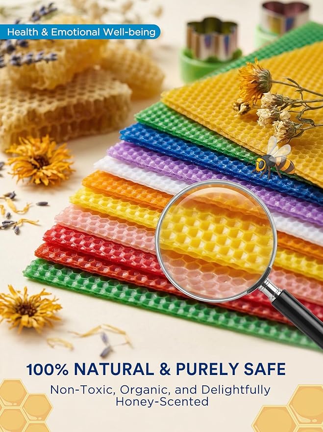 LumaCraft Beeswax Sheets for Candle Making Kit – 16PCS 100% Pure Natural Beeswax Candle Sheets for Rolling Candles – DIY Handmade Candle Making Kit for Family Holiday Party Gift Craft Decor