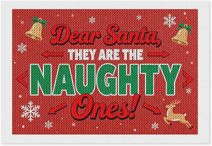 AIVKIEJK Diamond Painting Kits for Adults - Christmas Dear Santa, They are The Naughty Ones Painting DIY 5D Full Drill Diamond Dots Paintings with Diamonds Gem Art and Crafts Home Decor 8"x12"