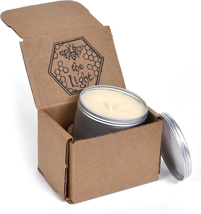 BeeTheLight Beeswax Jar Candle - 100% Pure USA Bees Wax in Glass Container - Vanilla Honey