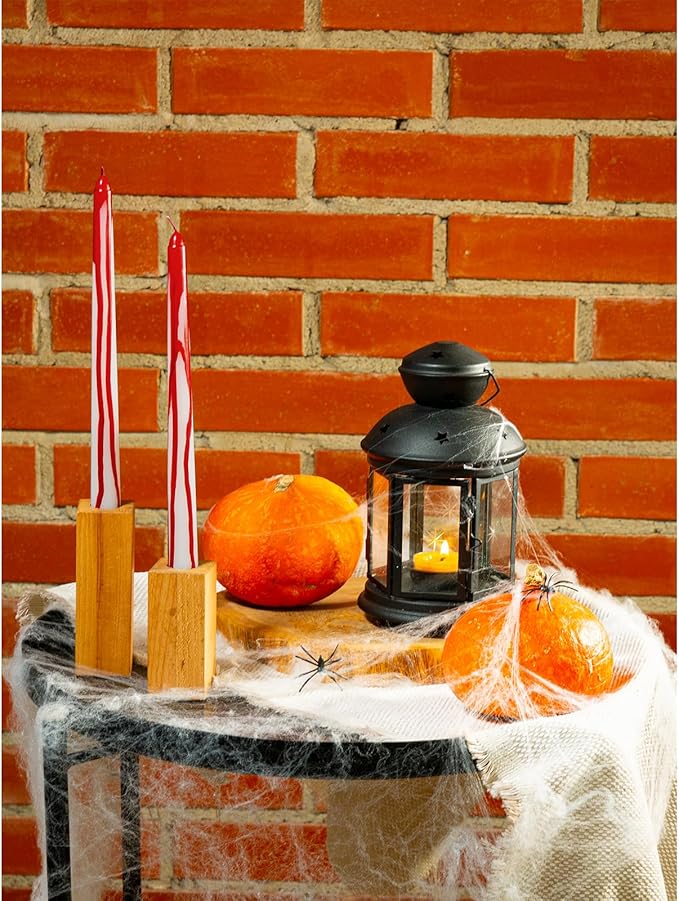 CANDWAX 10 inch Taper Candles Set of 12 - Dripless Candlesticks Burning for 8 Hours - No Drip Tapered Candles Ideal as Halloween Decor - Blood White