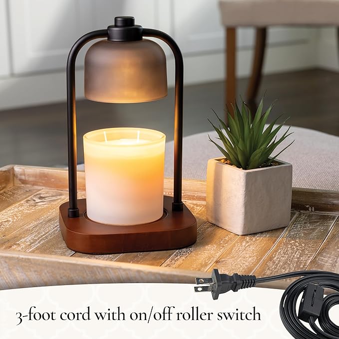 Candle Warmers ETC. Illumination Fragrance Warmer- Light-Up Warmer for Warming Scented Candle Wax Melts and Tarts or to Freshen Room, Wicker Rattan Lantern