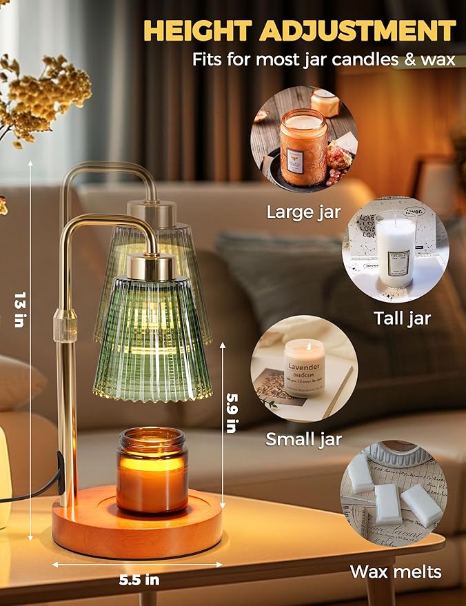 GODONLIF Candle Warmer Lamp with Timer Dimmable, Birthday Gifts for Women Mom, House Warming Gifts New Home Decor, Wax Melt Warmer for Jar Candles with 2 Bulbs