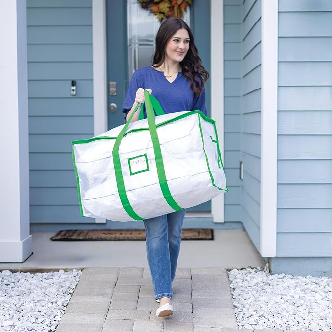 Storage and Moving Bags - Heavy Duty, Dust Protection and Water Resistant, Durable Zipper Closure and Sturdy Handles Best Moving Boxes Alternative (Green, 4 Pack)