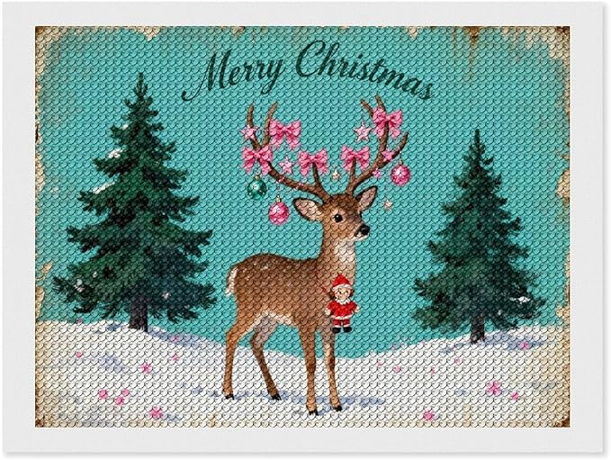 AIVKIEJK Diamond Painting Kits for Adults - Merry Pink Christmas Santa Deer & Tree Painting DIY 5D Full Drill Diamond Dots Paintings with Diamonds Gem Art and Crafts Home Decor 12"x16"
