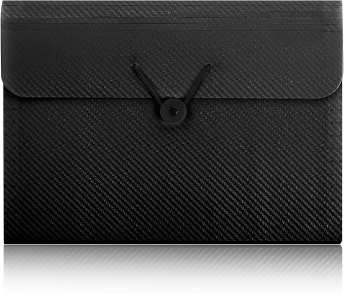 SKYDUE Accordion File Organizer, Expanding File Folder with 7 Pockets, Portable Receipt Paper Bill Document Organizer, Letter/A4 Size Filing Folder School Office Supplies, Black