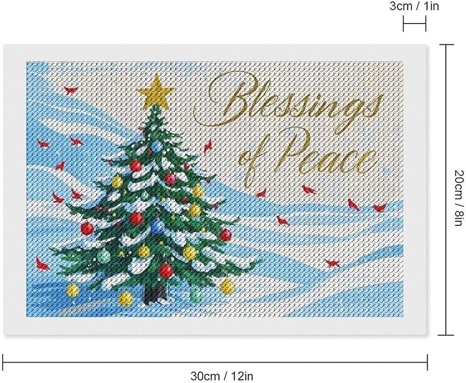 Diamond Painting Kits for Adults - Christmas Snowy Pine & Inspirational Blessings of Peace Painting DIY 5D Full Drill Diamond Dots Paintings with Diamonds Gem Art And Crafts Home Decor 8"x12"