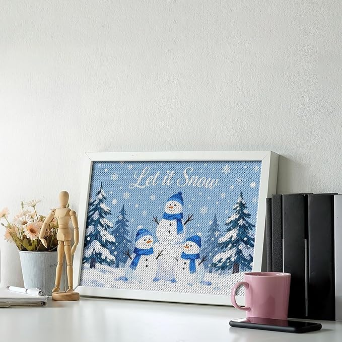 AIVKIEJK Diamond Painting Kits for Adults - Merry Christmas Snowman Winter Painting DIY 5D Full Drill Diamond Dots Paintings with Diamonds Gem Art and Crafts Home Decor 8"x12"