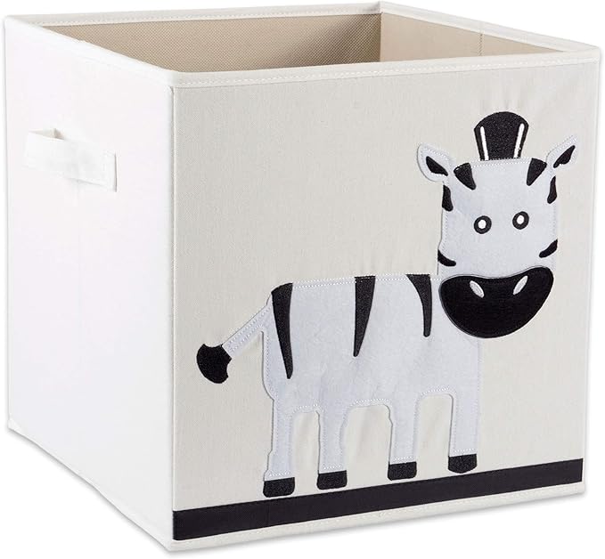 E-Living Store Collapsible Storage Bin Cube for Bedroom, Nursery, Playroom and More 13x13x13" - Zebra