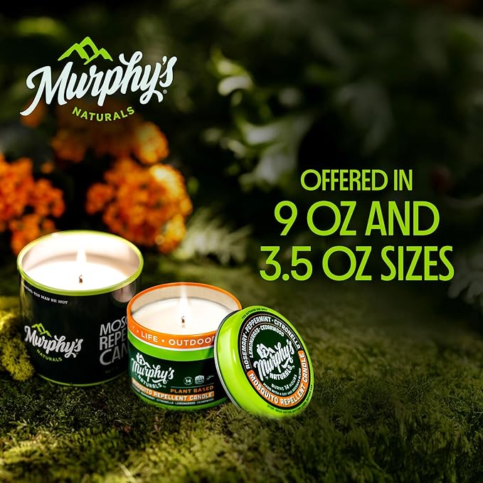 Murphy's Naturals Mosquito Bug Repellent Candles for Outdoor Patio, Citronella & Essential Oils, Soy/Beeswax Blend, 30-Hour Burn Time, 9 Ounce, 2-Pack