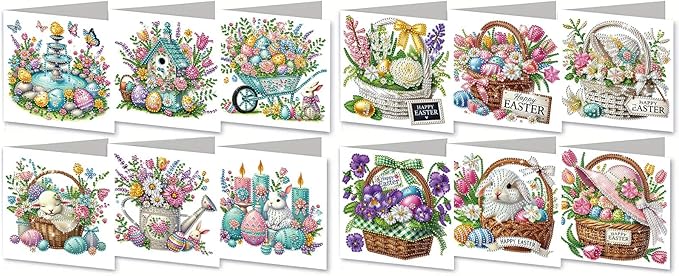 DoxQcs 5D Diamond Art Painting Greeting Cards Kit, DIY Cards for Blessings Congratulations Gifts, Greeting Card Set for Birthday Thanksgiving Day Christmas Halloween-2PCS-3