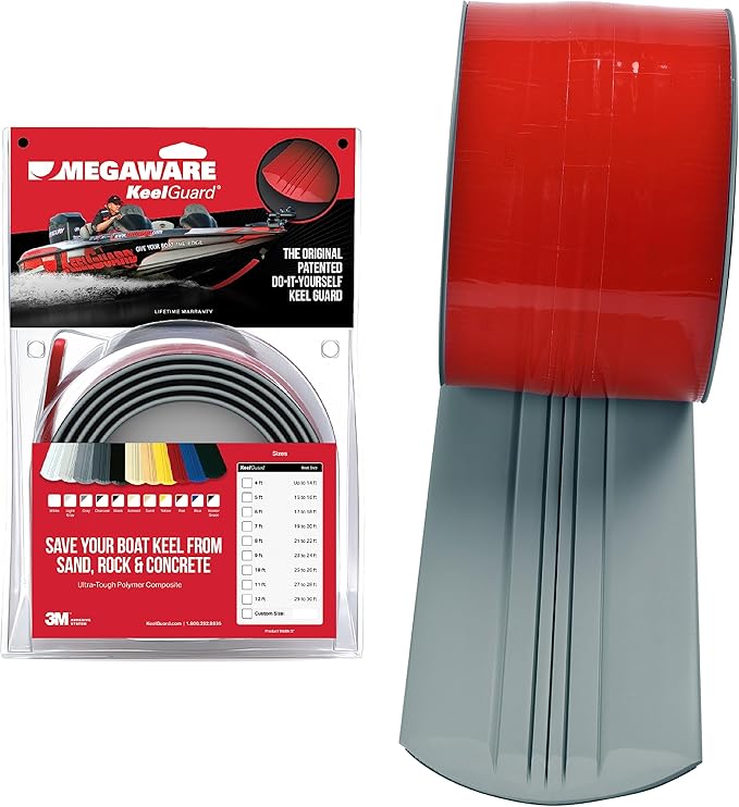 MEGAWARE KEELGUARD USA-Made, Original DIY Keel Guard, 5-Inch Wide, 4-12ft Sizes, 11 Colors, Complete Install Kit with Primer, Hull Protector, for Fiberglass and Some Aluminum Boats, Marine-Grade