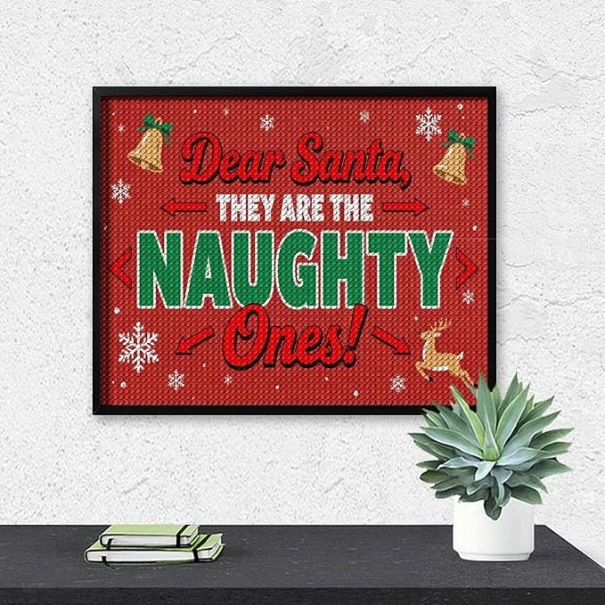 AIVKIEJK Diamond Painting Kits for Adults - Christmas Dear Santa, They are The Naughty Ones Painting DIY 5D Full Drill Diamond Dots Paintings with Diamonds Gem Art and Crafts Home Decor 16"x20"