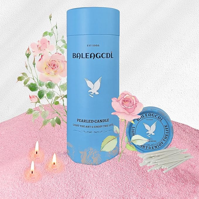 Rose Scented Pink Pearled Candle 18oz Luxury Sand Candle Granulated Wax - 30 Cotton Wicks – Wax for Candle Making Decorative Candles Smooth and Clean Burning Lasts up to 120 Hours