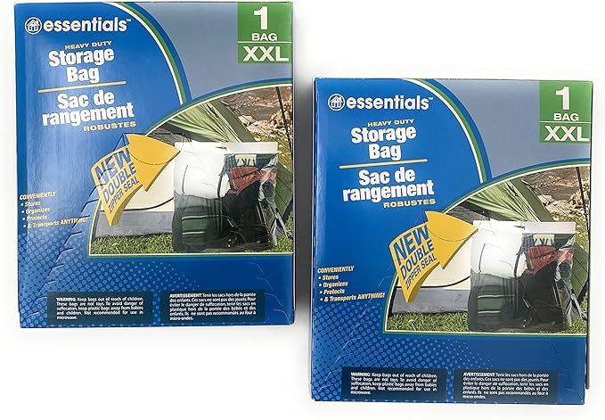 Essentials Heavy Duty Storage Bags XXL 2 Pack Space Saver (Bundle with KC Tingamajig) Everyday Essential Stores Organize Protect Transport Anything
