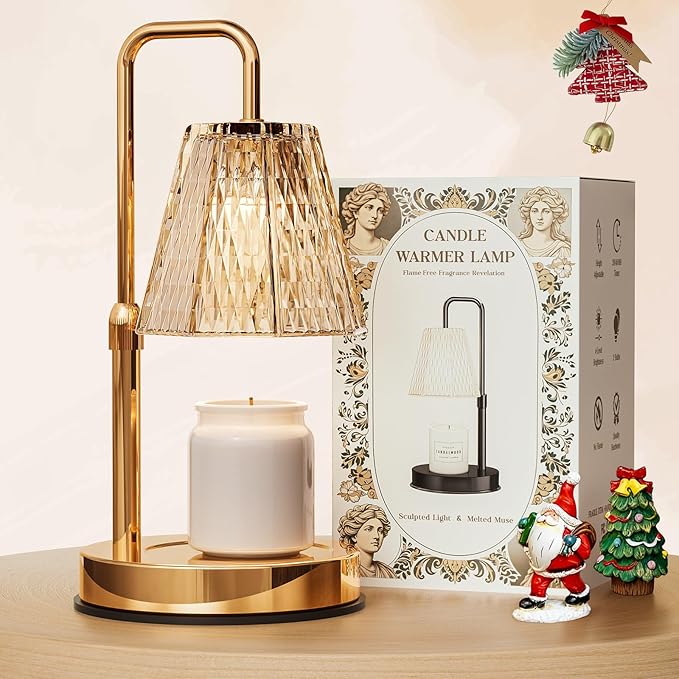Candle Warmer Lamp with Timer – Dimmable Wax Warmer for Vintage Room Decor, Height Adjustable Candle Lamp for Mom, Birthday Gifts for Women,House Warming Gifts for New Home Decor with 2 Bulbs