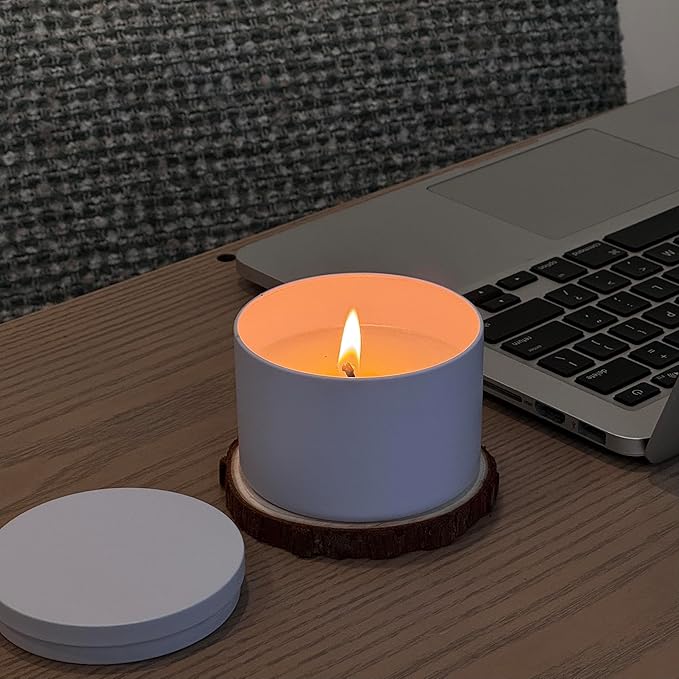 12 PCS Candle Tins 8 OZ Premium Matte Full Golden Candle Jars with Lids Bulk Empty Candle Container（White)