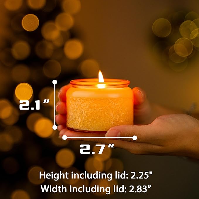 18-Pack 4oz Embossed Glass Candle Container with Bamboo Lids and Labels, Orange Candle Jars for Making Candles, Mandala Design