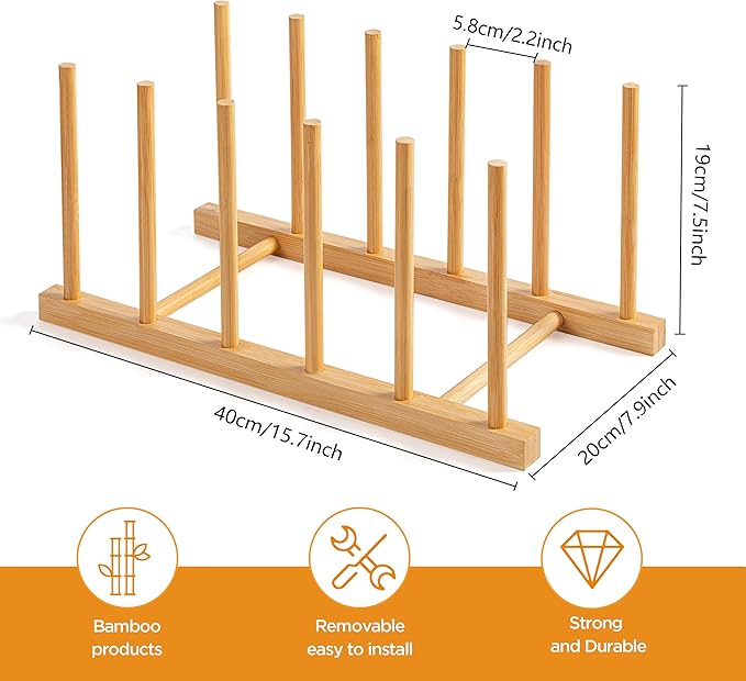 HBlife Desk File Organizer 5 Section Upright File Sorter, 1 Pack Bamboo File Holder for Home, Office & School