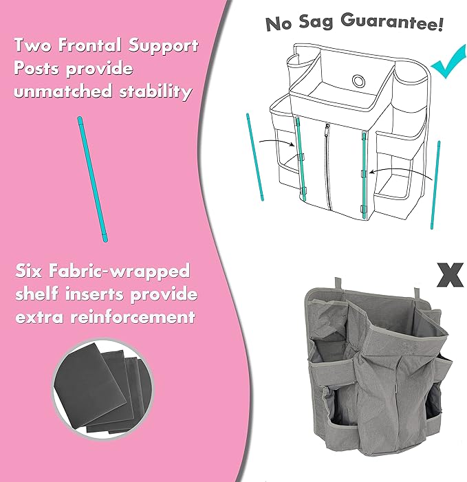 Premium Nursery Organizer for Baby Essentials | Hang on Crib, Changing Table, Playard or Furniture (Pink)