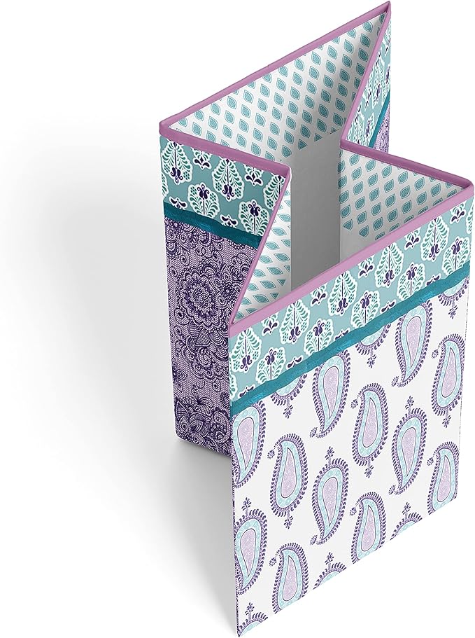 Bacati - Paisley Kids Storage (Collapsible Hamper 14 x 14 x 19 inches, Lilac/Purple/Aqua)