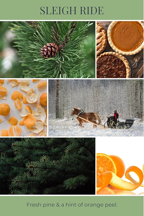 ECO CANDLE CO. Recycled Candle, Sleigh Ride, 26 oz. Double Wick - Scents of Pine & Orange - 100% Soy Wax, No Lead, Kraft Label & Antiqued Pewter Lid, Hand Poured, Phthalate Free, Midwest Soybeans