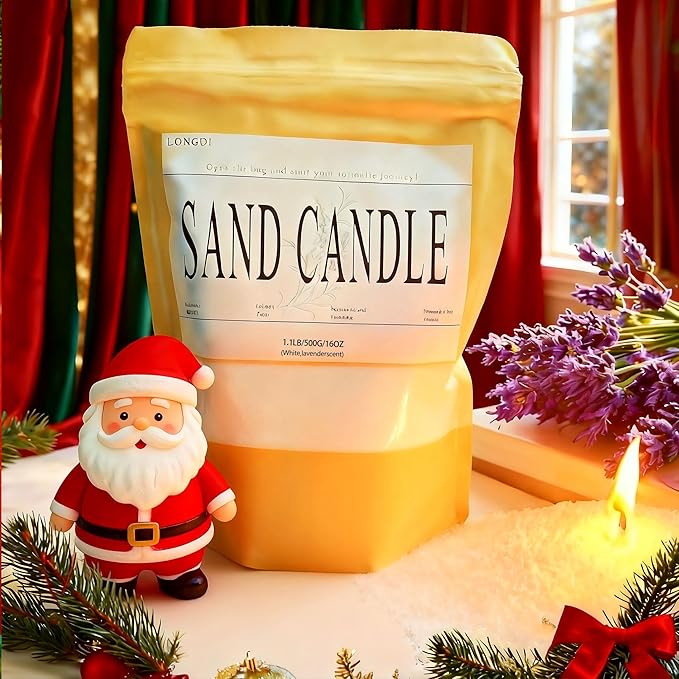 LONGDI Pearl Candle Sand with Wick, 18 oz Scented Sand Candle with 25 Wax Wicks for DIY, Christmas, Friends Party, Decoration, Holiday Gifts. (White, Lavender Scent)
