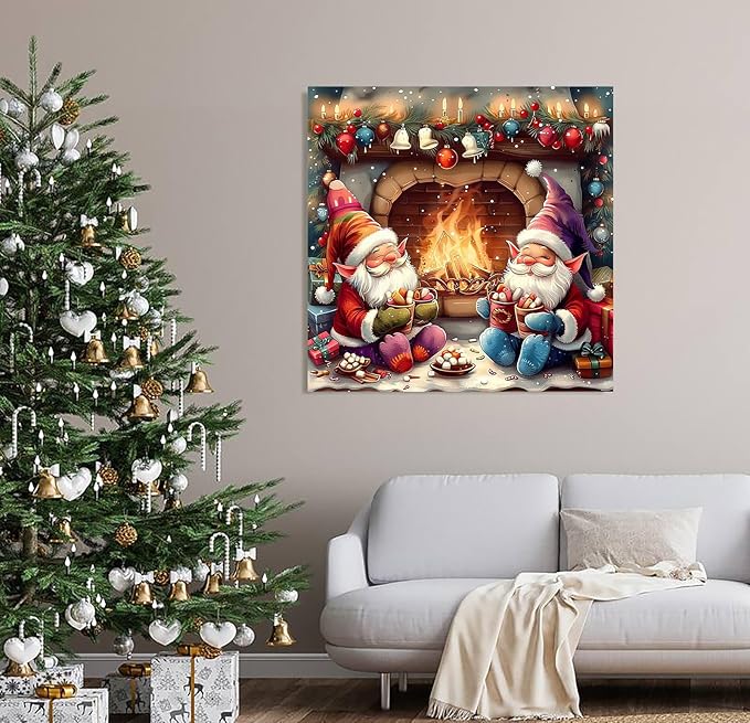 APTDYIGL 5D Christmas Diamond Painting Kits for Adults Beginner,DIY Christmas Gnomes Diamond Art Kits for Adults,Round Full Drill Diamond Dots with Gem Art Kits,Home Wall Decor 13.7X13.7inch