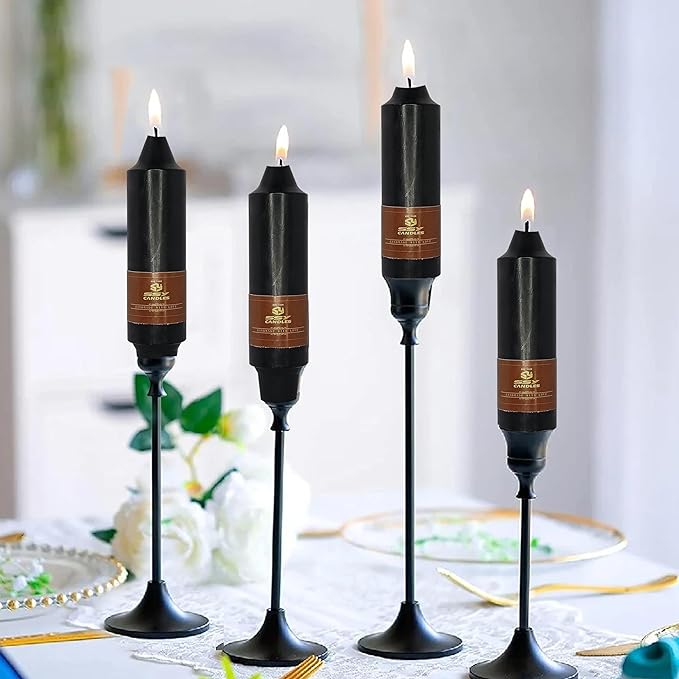 Unscented Halloween Taper Candles Sticks 4 Pack Black Taper Candlesticks 5 inch Cute Taper Candles Stick Candles for Halloween Party Home Décor