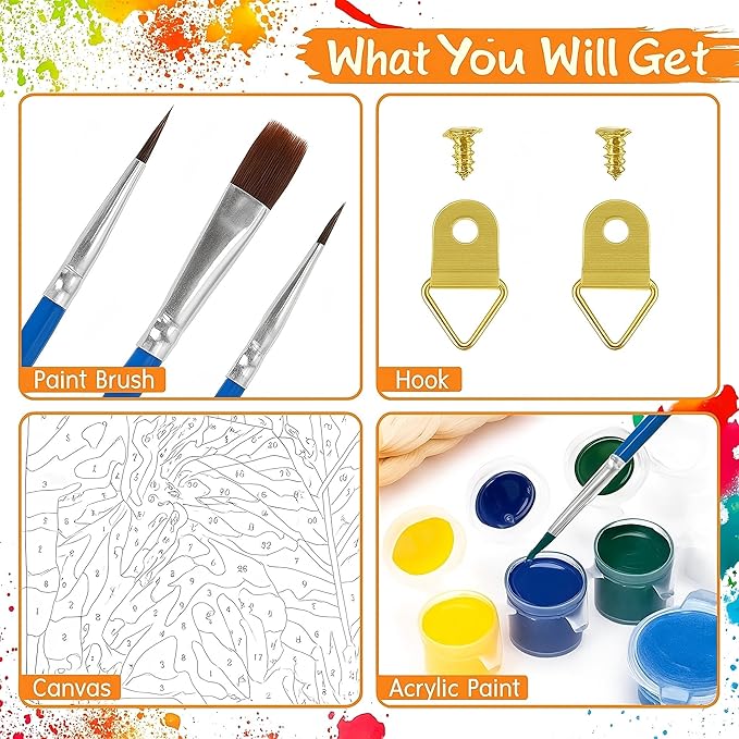 Christmas Paint By Numbers Kit For Adults - Diy Decorated Tree With Candles By Winter Window Painting On Canvas 16X20 Inches, Acrylic Paint Set, Suitable For Beginners, Festive Wall Decor, Unframed
