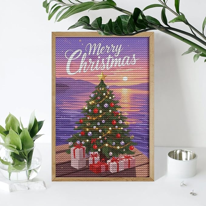 AIVKIEJK Diamond Painting Kits for Adults - Merry Christmas Coastal Winter Beach Painting DIY 5D Full Drill Diamond Dots Paintings with Diamonds Gem Art and Crafts Home Decor 8"x12"