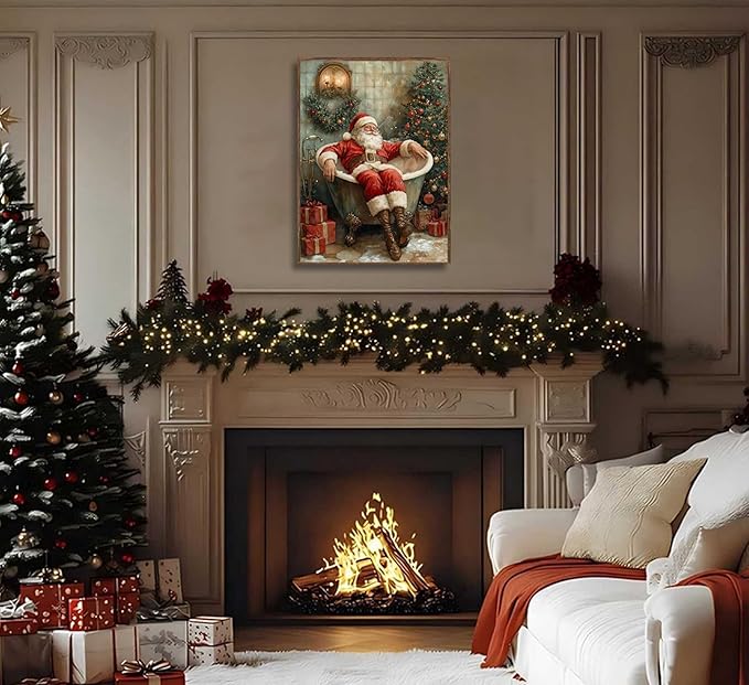 Paint by Number Kit for Adults & Kids, Santa in Bathtub Christmas DIY Painting Kit, 16x20 Inch Canvas, Holiday Gift Home Decor Art Project Unframed