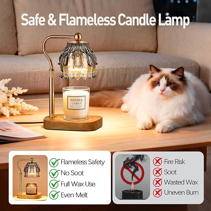 Candle Warmer Lamp with Timer - Flower Design Electric Wax Melting Wax Lamp for Jar Candles, Gift for Women, Mom, Christmas, Birthday,Home Decor