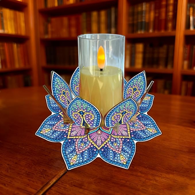 5D DIY Diamond Art Painting PVC Flower Candle Holders Tealight/Tea Light/Votive Candle Holder, for Table Centerpiece Home Décor Party Wedding Dinning-Flower-7