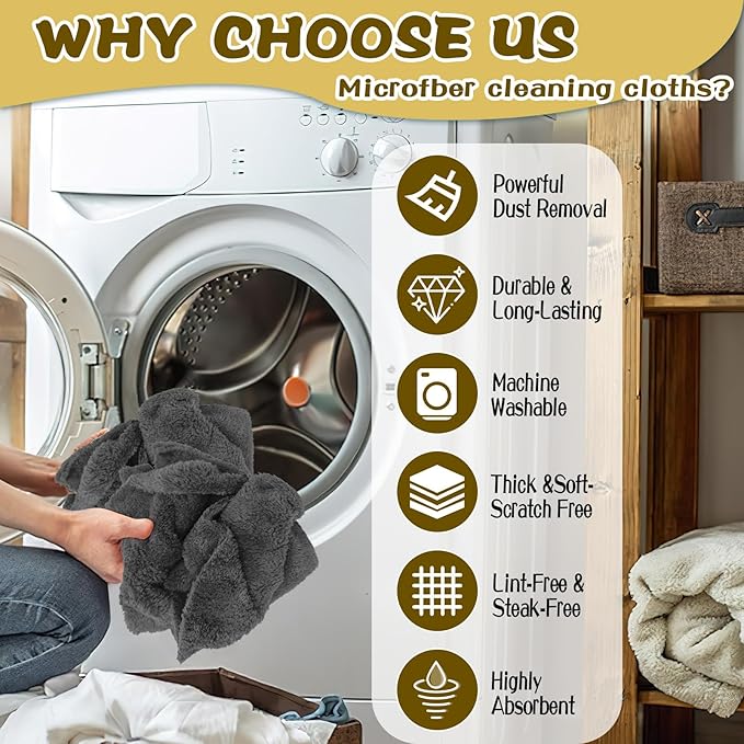 4 Pcs Extra Large Microfiber Cleaning Cloth, 30"x20" Washable Reusable Floor Cloth for Squeegee Mop House Floor Kitchen Car Window Highly Absorbent, Lint and Streak Free (Grey)