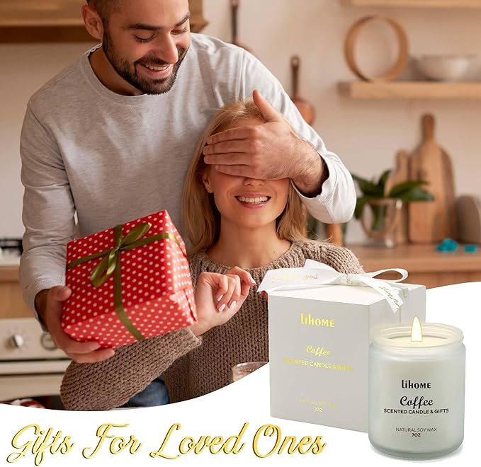 Lihome Candles Gifts for Women - Scented Candles, Natural Soy Wax Candles for Home Scented Perfect for Christmas, Birthday, Mother's Day, Coffee Candle