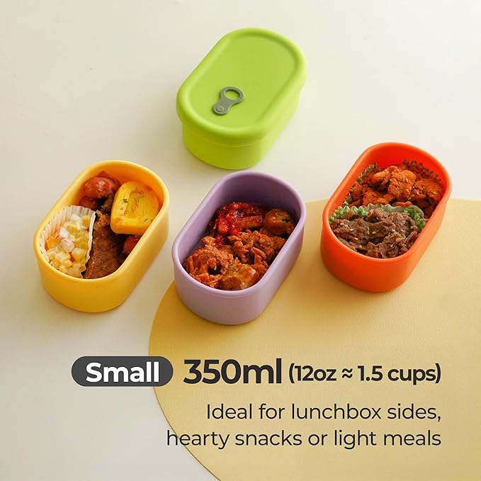 Premium Korean-Made Silicone Airtight Food Container with Steam Vent – BPA Free, Leakproof, Microwave & Freezer Safe Meal Prep. & Leftovers Storage (Mango Yellow, 12 floz)