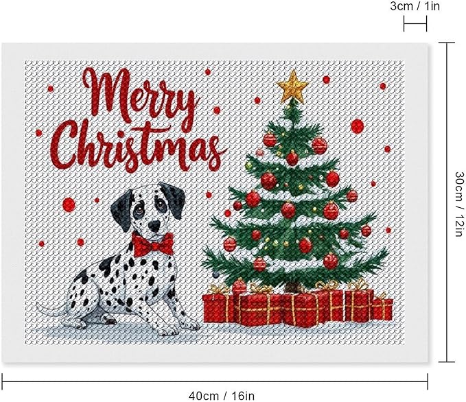 AIVKIEJK Diamond Painting Kits for Adults - Christmas Joyful Canine Holiday Painting DIY 5D Full Drill Diamond Dots Paintings with Diamonds Gem Art and Crafts Home Decor 12"x16"