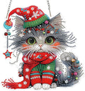 MOGTAA Christmas Diamond Art Hanging Kits for Adults Kids, Christmas Cat Diamond Art Suncatchers, 5D Special Shape Diamond Animal Painting Window Pendant Kit for Home Garden Wall Decor