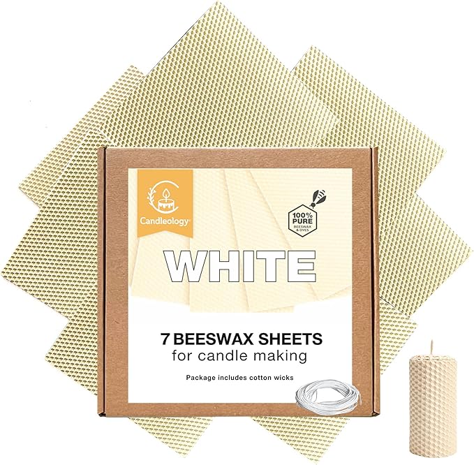 White Ivory Beeswax Sheets for Candle Making - Natural Beeswax Candle Making Kit for Kids & Adults