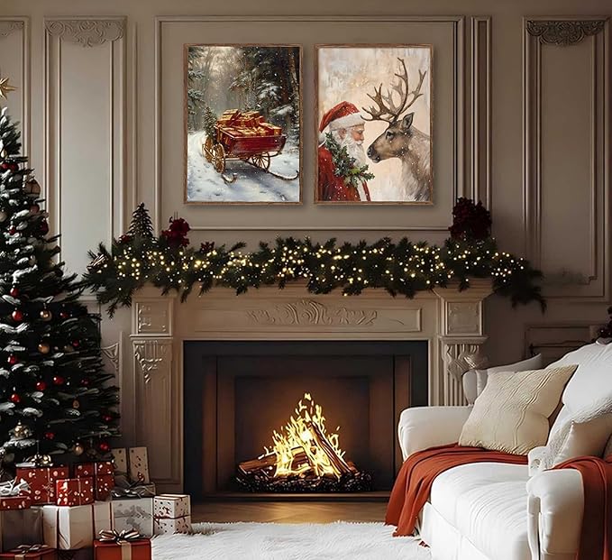 Paint by Number Kit for Adults & Kids, 2 Pack Christmas DIY Painting Kit, 16x20 Inch Canvas Each, with Brushes, Paints & Hanging Kits Unframed