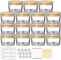 SUPMIND 4oz Clear Candle Jars (15 Pack) - Small Wide Mouth Glass Jars with Bamboo Lids, Ideal for Candle Making Business