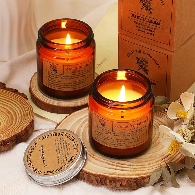 MTLEE 24 Pcs Candles for Home Scented Aromatherapy Jar Candle Gift for Women Bulk 8 Long Lasting Aromatherapy Jar Soy Wax Candle Gift for Christmas Birthday Employee(Simple Style,Flower Scent)