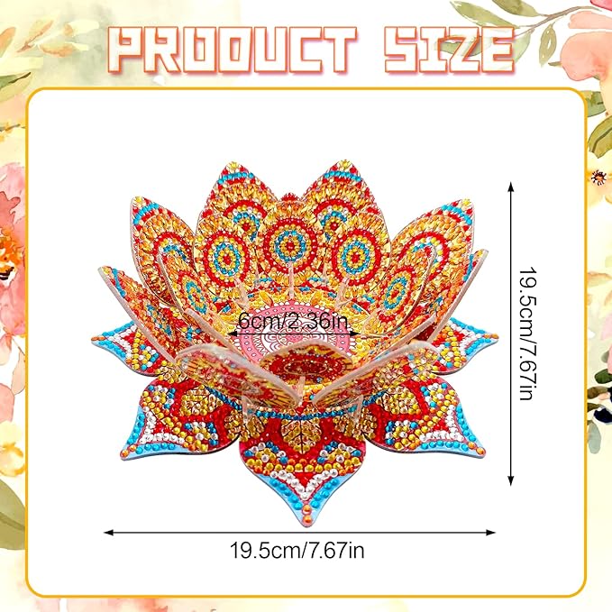 5D DIY Diamond Art Painting PVC Flower Candle Holders Tealight/Tea Light/Votive Candle Holder, for Table Centerpiece Home Décor Party Wedding Dinning-Flower05