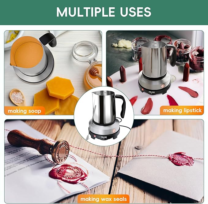 Zapstarz Candle Making Kit with Hot Plate, Candle Making Supplies for Adults Beginners, Wax Melting Pot with Stirring Spoon, Anti-Scalding Pad, Candle Wick, Centering Device, Wick Stickers