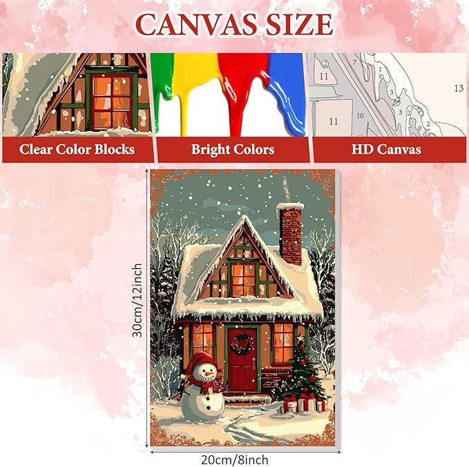 NAIMOER Christmas Snowman Paint by Numbers Kits for Adults Beginner with Wooden Framed, Color by Numbers on Canvas Painting Kits for Adults, Easy Paint DIY Acrylic for Home Wall Decor 8X12 Inch
