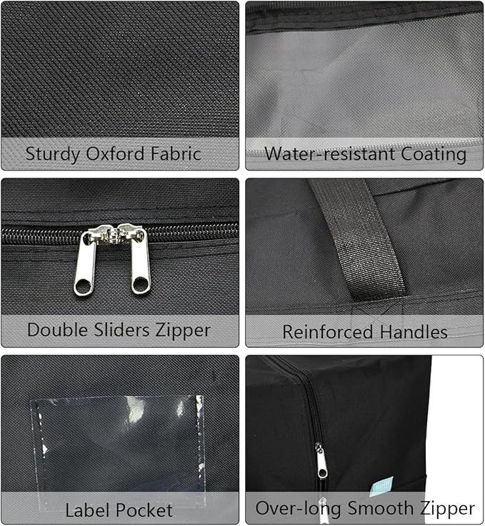 iwill CREATE PRO Pack of 3, 100L Large Size Ornament Festival Decoration Items Storage Bags, Such as Lights, Balls, Gift Wrapping, Travel Duffel Bags, Black