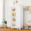 Ckzbx White Metal Cabinets with Doors and Shelves,47.25" H Storage Cabinet White Pantry Cabinet Garage Cabinets for Kitchen,Living Room,Dinning Room