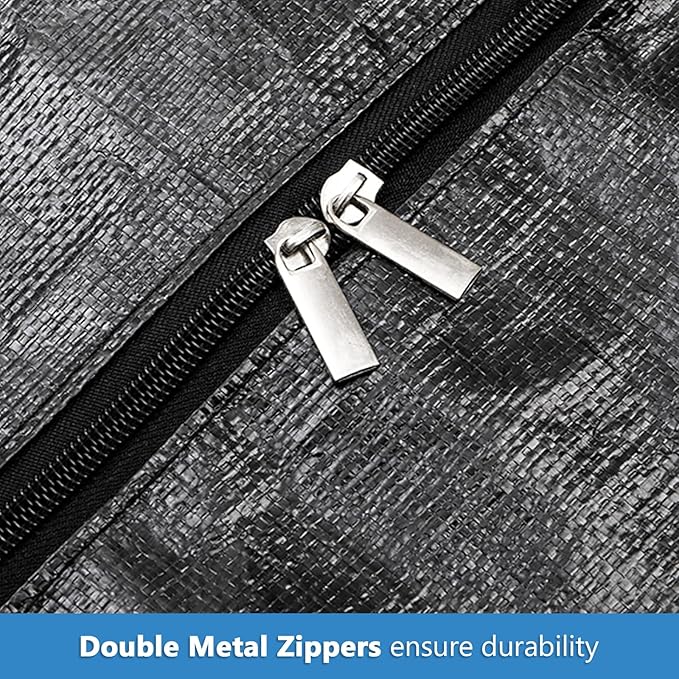 Elsjoy 2 Pack 66 Gallon Extra Large Moving Bags, 45 x 16 x 22 Inch Black XXL Storage Bags with Zippers & Handles, 250L Heavy Duty Over-Sized Storage Tote for Traveling, Moving, Camping